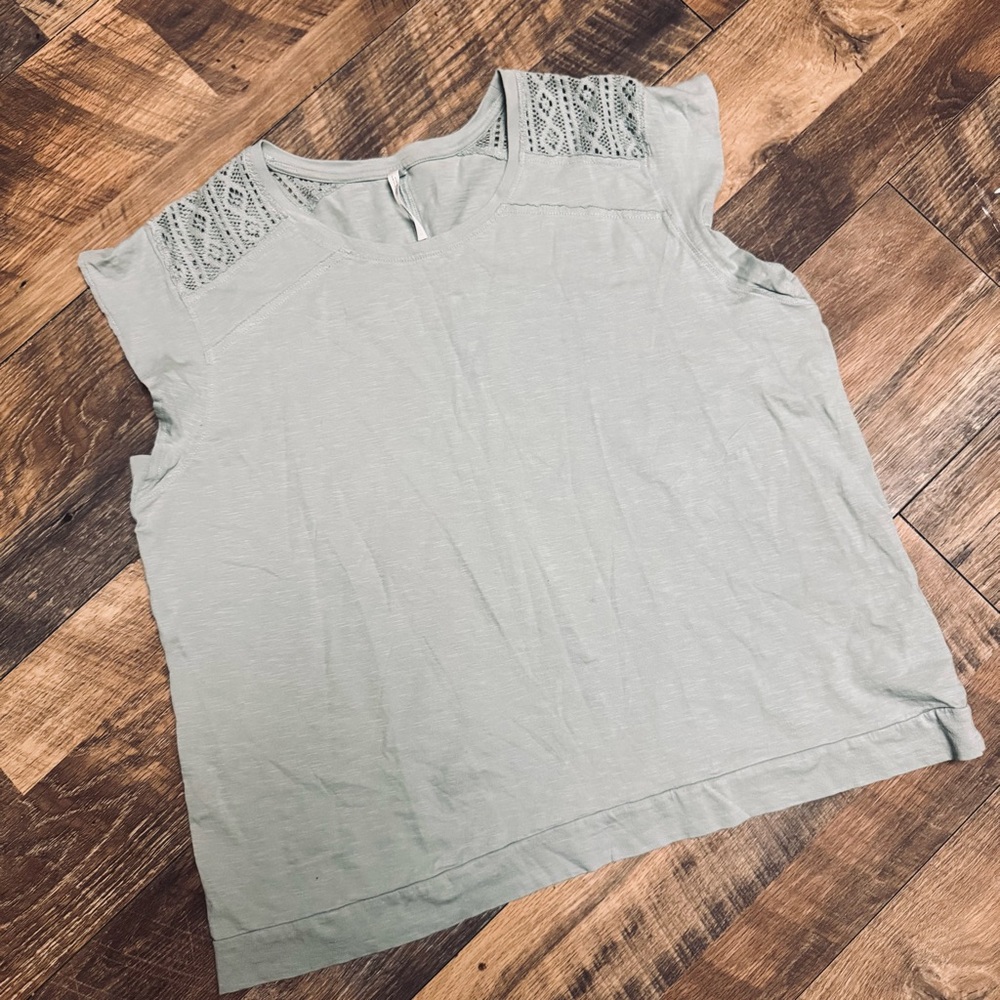 Women's Crochet Detail Top - Light Dusty Aqua - Picture 1 of 7
